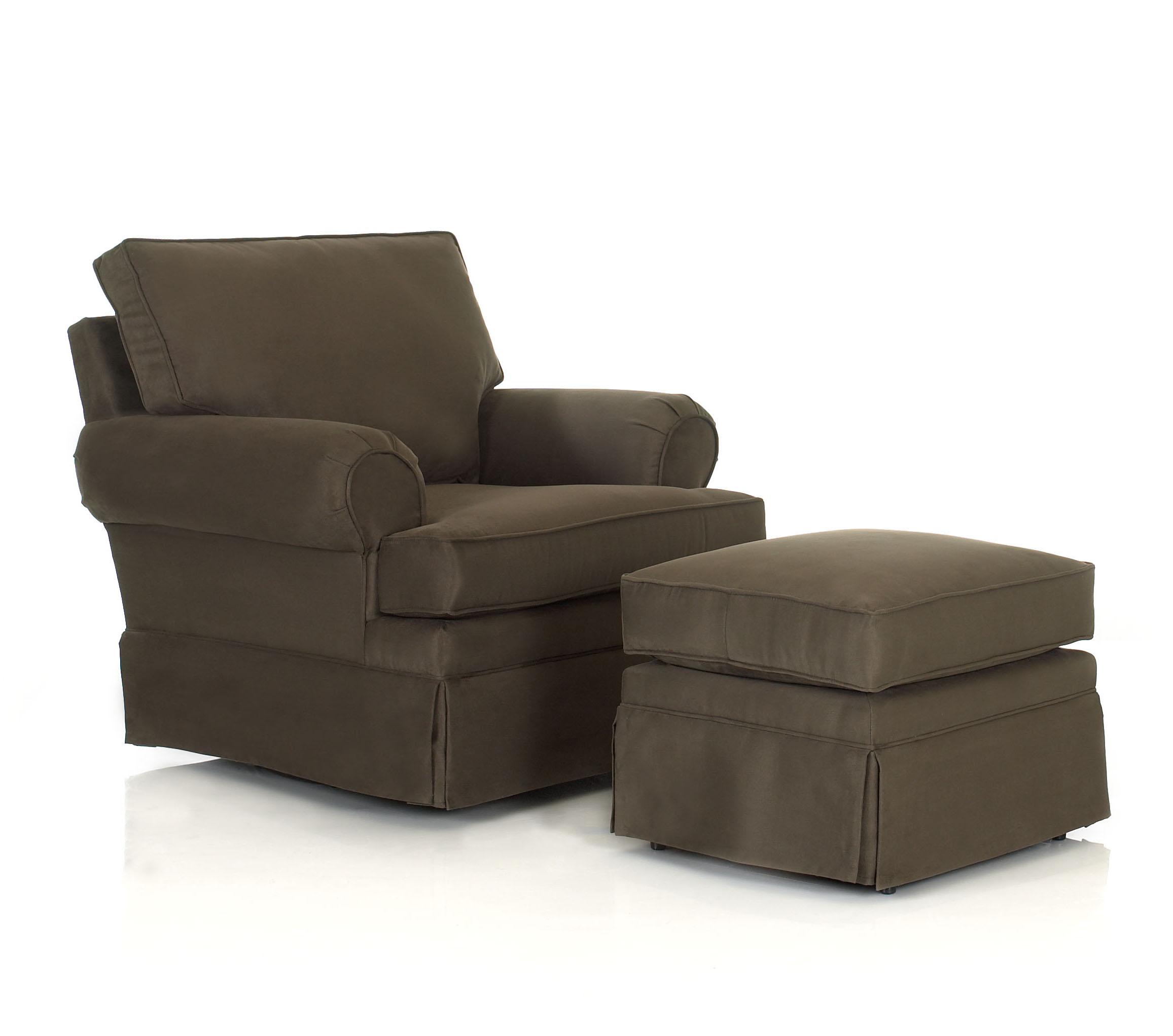 Klaussner Chairs and Accents Carolina Rolled Arm Chair With Ottoman